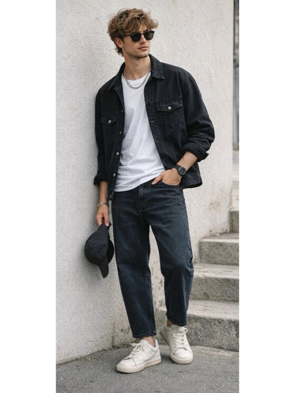 ZARA Mens Jeans 36 Relaxed Tapered Dark Wash Ankle Cropped Streetwear
